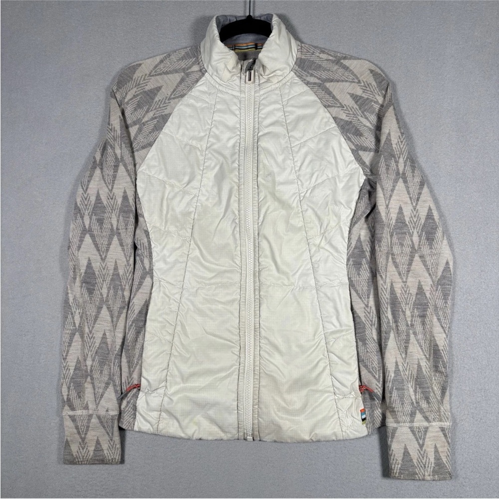 Smart wool smartloft 60 base Jacket women’s Small White heathered full zip Soft